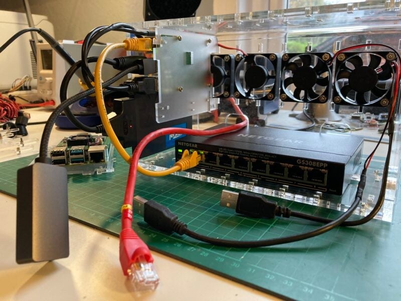 Head node with SSD disk and external Ethernet dongle connected